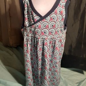 NWOT Tea Blue & Pink Fan Design Dress